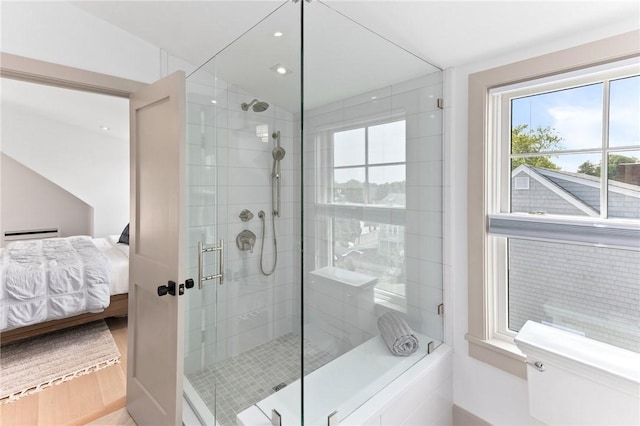 35 Coggeshall Ave, Newport, RI 02840 - full bathroom with healthy amount of natural light, connected bathroom, and a stall shower