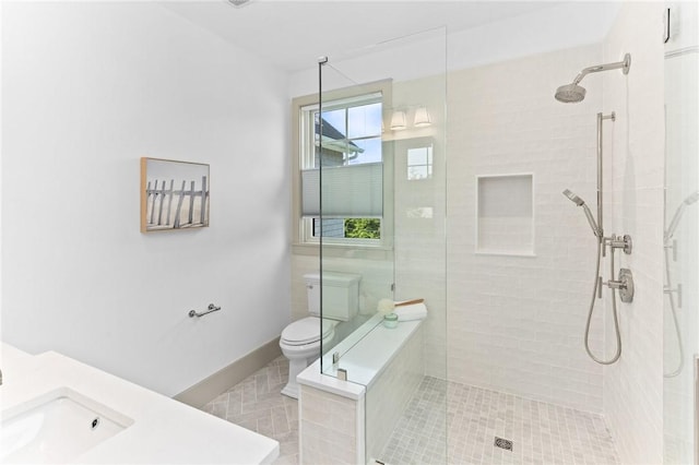35 Coggeshall Ave, Newport, RI 02840 - bathroom with a shower stall, vanity, and tile patterned flooring