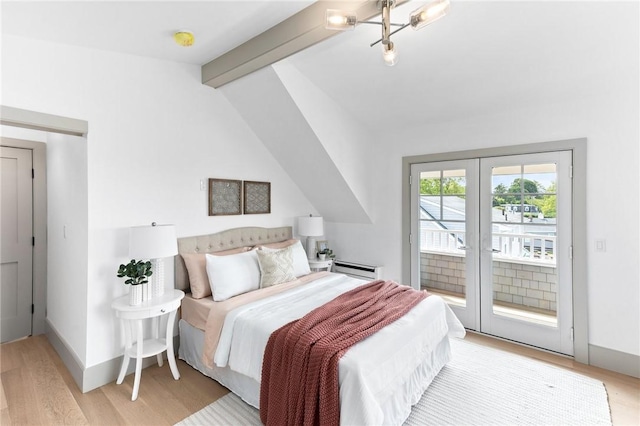 35 Coggeshall Ave, Newport, RI 02840 - bedroom with access to exterior, light wood-type flooring, and french doors