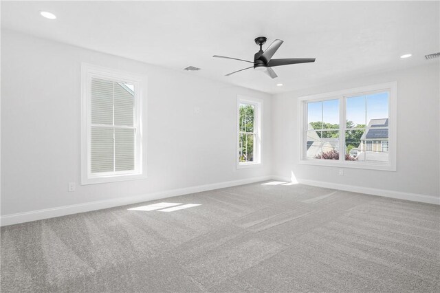 52 Governor St, Cumberland, RI 02864 - empty room with recessed lighting, ceiling fan, and carpet floors