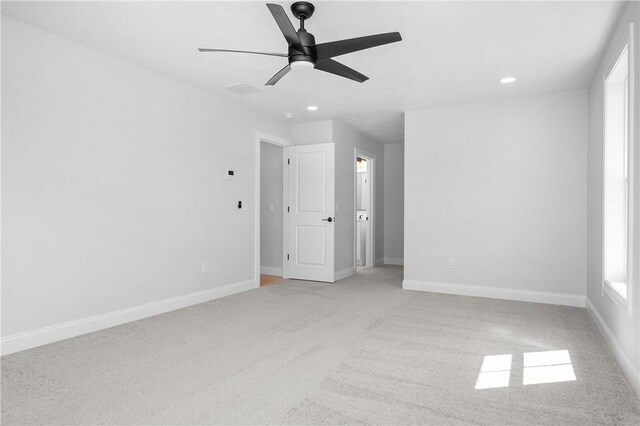 52 Governor St, Cumberland, RI 02864 - empty room featuring light colored carpet, recessed lighting, and a ceiling fan