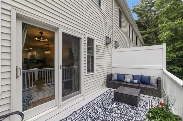 88 Red Brook Ln Unit 88, West Warwick, RI 02893 - wooden deck featuring an outdoor living space and a wall mounted AC