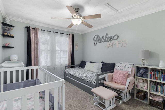 88 Red Brook Ln Unit 88, West Warwick, RI 02893 - bedroom with carpet floors, ornamental molding, and ceiling fan