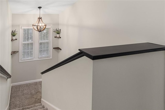 88 Red Brook Ln Unit 88, West Warwick, RI 02893 - stairs with a chandelier and carpet flooring