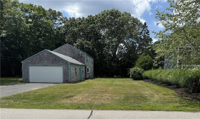 1 Grove St, Barrington, RI 02806 - view of green lawn with asphalt driveway and an attached garage