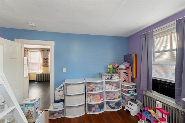 313 Branch Ave, Providence, RI 02904 - rec room featuring radiator heating unit and wood finished floors