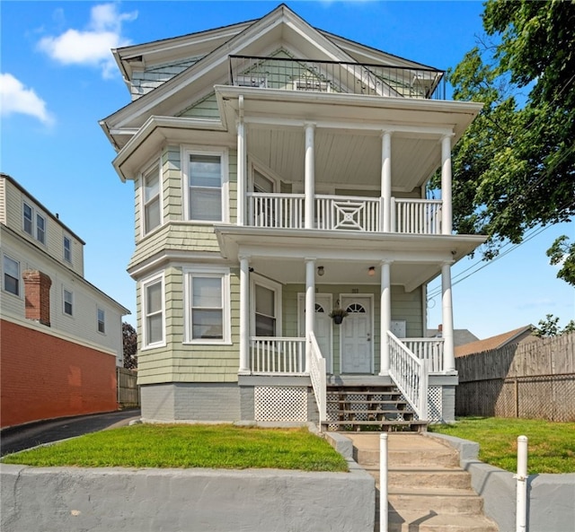313 Branch Ave, Providence, RI 02904 - view of front of home with a balcony and a porch