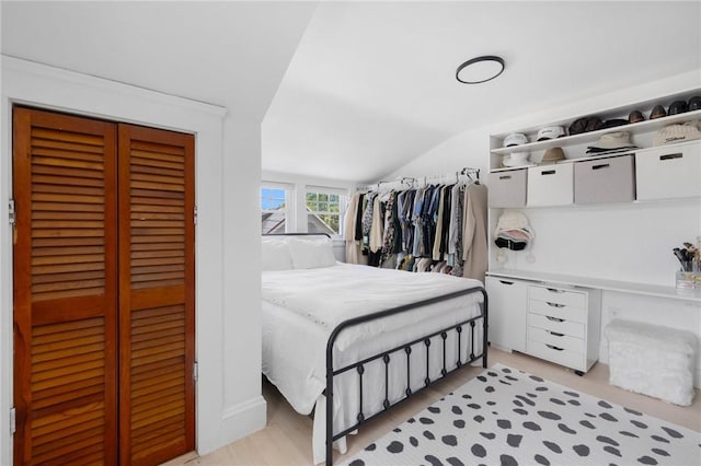 110 Spofford Ave, Warwick, RI 02888 - bedroom with vaulted ceiling, a closet, and light wood-style flooring