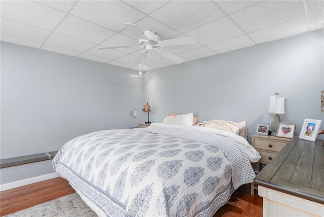 350 Shippee Rd, East Greenwich, RI 02818 - bedroom with a drop ceiling, wood finished floors, and ceiling fan