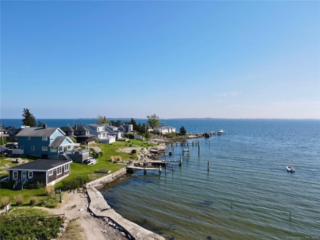 19 Lindberg Rd, Stonington, CT 06378 - water view featuring a dock and nearby suburban area