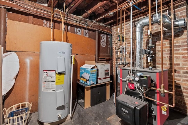 41 Higgins Ave, Providence, RI 02908 - utility room with electric water heater and a heating unit