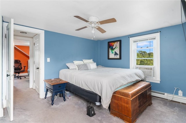 4 Linwood St, West Warwick, RI 02893 - carpeted bedroom with a baseboard heating unit, cooling unit, and ceiling fan