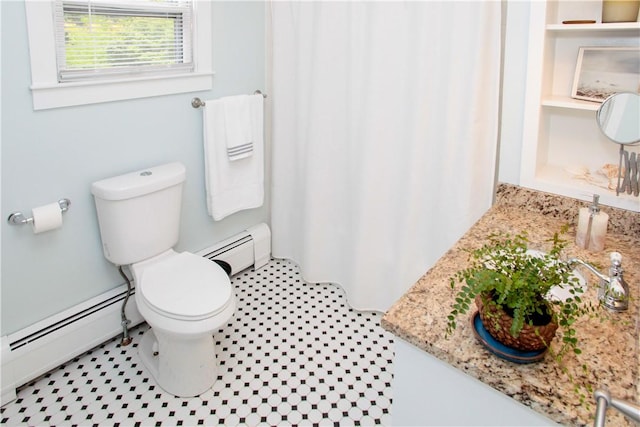 446 Bellevue Ave Unit 6, Newport, RI 02840 - bathroom with a baseboard radiator and a shower with curtain