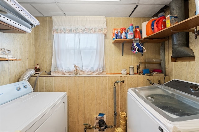 17 Cedar Dr, West Warwick, RI 02893 - laundry area with wooden walls