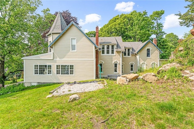 214 Highland Rd, Tiverton, RI 02878 - back of house with a chimney and a yard