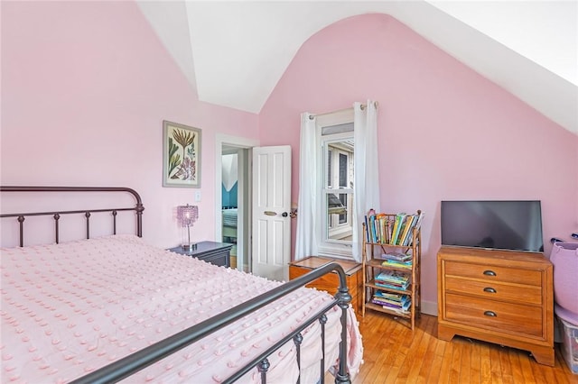 214 Highland Rd, Tiverton, RI 02878 - bedroom featuring lofted ceiling, light wood-style floors, and access to outside