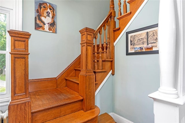 214 Highland Rd, Tiverton, RI 02878 - stairway featuring baseboards