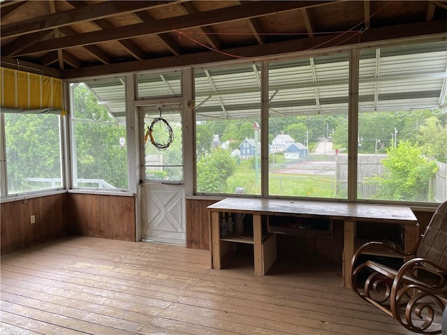 37 Kermit St, Woonsocket, RI 02895 - sunroom / solarium featuring wood-type flooring and wood walls