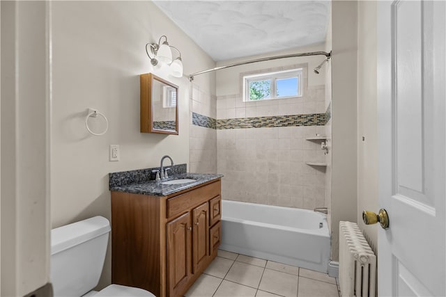 35 Inman Ave, Warwick, RI 02886 - full bath with radiator, tile patterned flooring, vanity, and shower / washtub combination