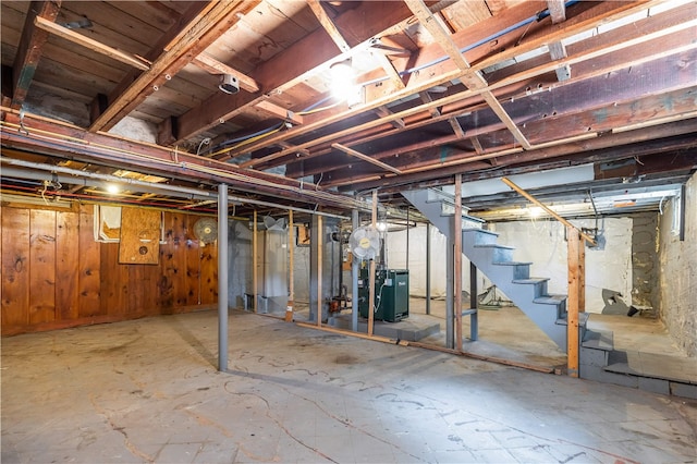 35 Inman Ave, Warwick, RI 02886 - unfinished below grade area with stairs and a heating unit