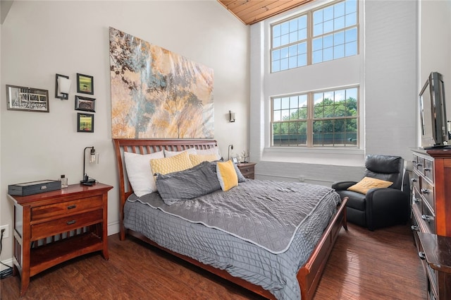 1 Tupperware Dr Unit 115, North Smithfield, RI 02896 - bedroom featuring wood finished floors, wooden ceiling, and a high ceiling