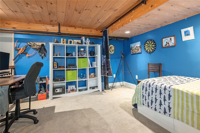 1 Tupperware Dr Unit 115, North Smithfield, RI 02896 - carpeted bedroom with wood ceiling, a desk, and recessed lighting