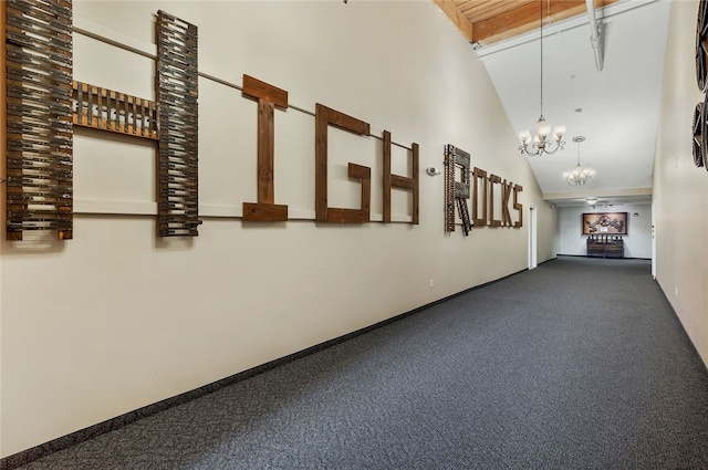 1 Tupperware Dr Unit 115, North Smithfield, RI 02896 - corridor with a high ceiling, a chandelier, and carpet flooring