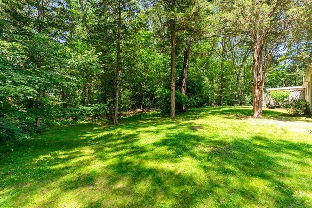 55 Atherton Rd, East Greenwich, RI 02818 - view of green lawn featuring a forest view