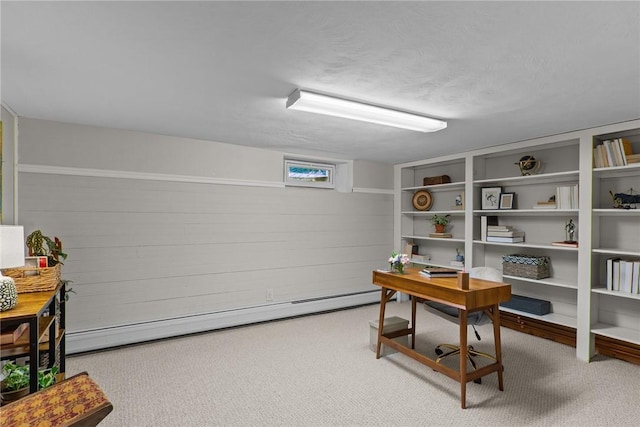 55 Atherton Rd, East Greenwich, RI 02818 - home office featuring a baseboard heating unit and carpet floors