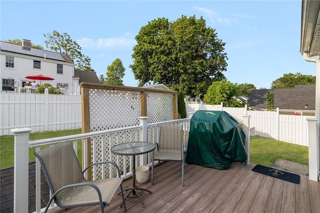1 Adelaide Ave, Bristol, RI 02809 - wooden terrace featuring area for grilling and a fenced backyard