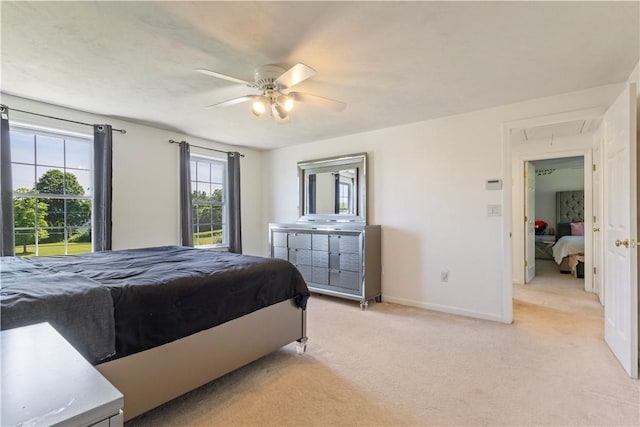 6 Fleuette Dr, Bellingham, MA 02019 - bedroom with light colored carpet, attic access, and ceiling fan