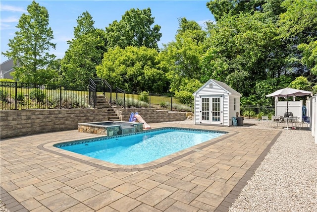 6 Fleuette Dr, Bellingham, MA 02019 - view of pool featuring a patio, a fenced backyard, and an outbuilding