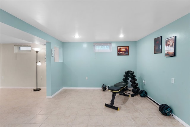 32 Waterman Ave, Johnston, RI 02919 - exercise area with light tile patterned flooring and baseboards