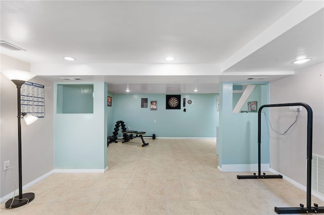 32 Waterman Ave, Johnston, RI 02919 - exercise room with recessed lighting and tile patterned floors