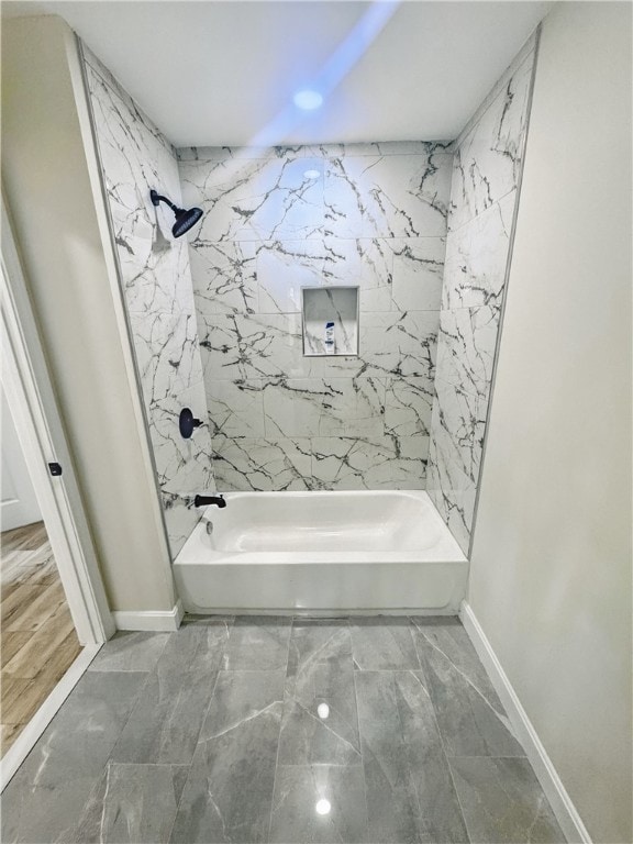 50 Rosemont Ave, Johnston, RI 02919 - full bathroom with shower / tub combination and marble look tiles