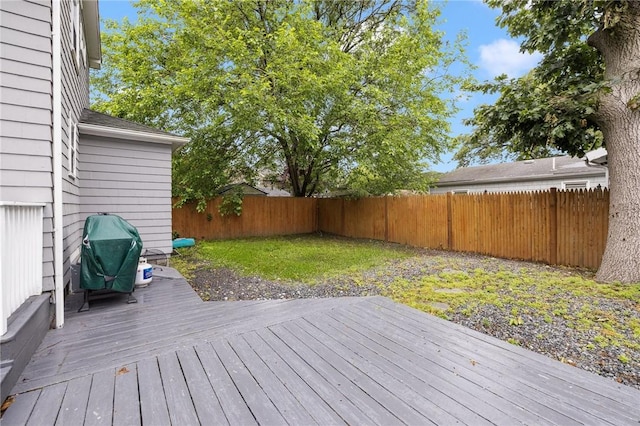 100 Pine Grove St, East Providence, RI 02916 - wooden deck featuring a fenced backyard and area for grilling