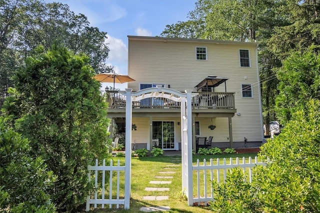 21 Laurel Dr, Glocester, RI 02814 - rear view of house featuring a yard and a wooden deck