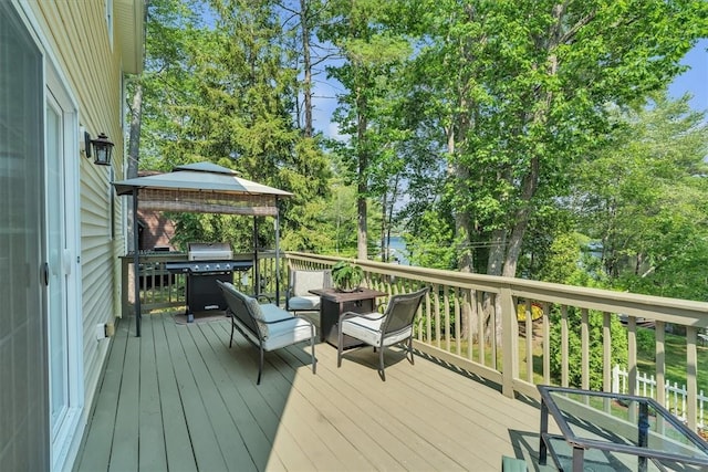 21 Laurel Dr, Glocester, RI 02814 - wooden terrace featuring a gazebo and view of wooded area