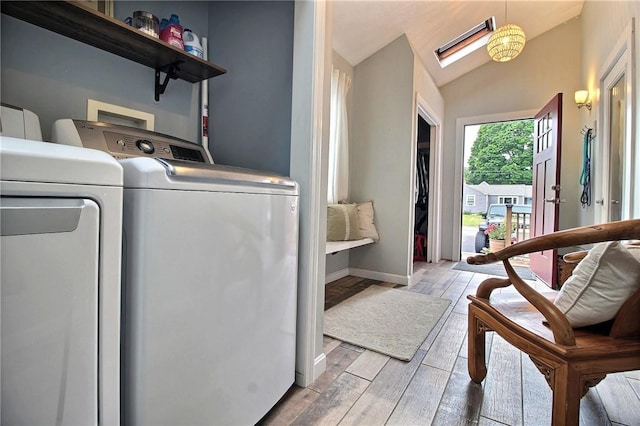 10 N Dr, Westerly, RI 02891 - laundry room with washing machine and dryer and light wood-type flooring