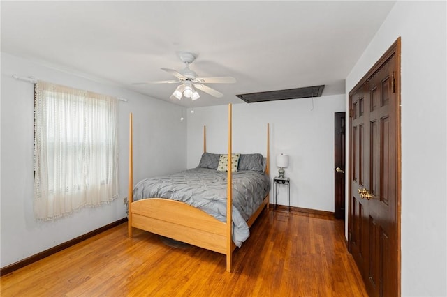 1451 Ministerial Rd, South Kingstown, RI 02879 - bedroom with attic access, light wood-style flooring, and ceiling fan