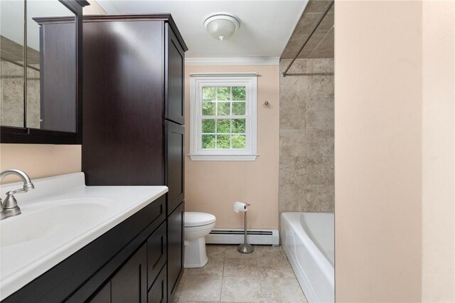 9 Esek Hopkins Rd, Scituate, RI 02857 - full bath featuring a baseboard heating unit, vanity, and crown molding