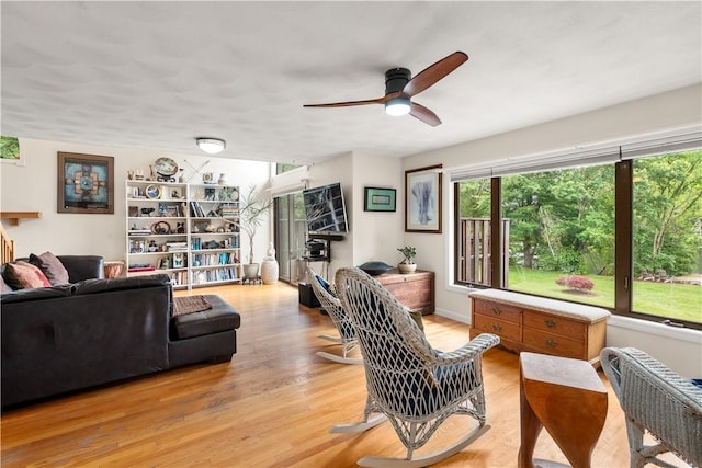 97 Farnum Pike Unit 7, Smithfield, RI 02917 - living room featuring ceiling fan and light wood-style floors