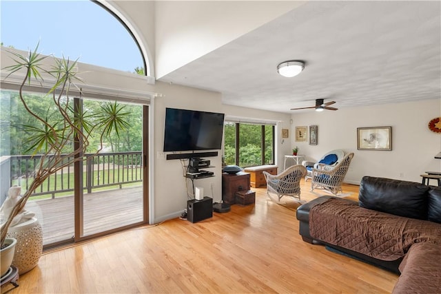 97 Farnum Pike Unit 7, Smithfield, RI 02917 - living area with a ceiling fan and light wood-style floors