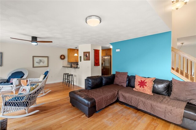 97 Farnum Pike Unit 7, Smithfield, RI 02917 - living area featuring light wood-style flooring and a ceiling fan