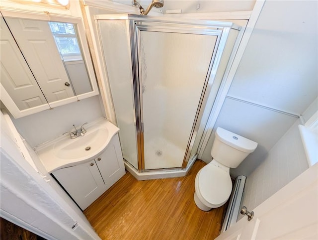 5 Stearns St, Pawtucket, RI 02861 - bathroom featuring vanity, wood finished floors, and a shower stall