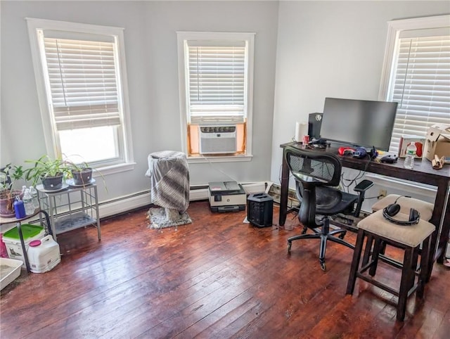 5 Stearns St, Pawtucket, RI 02861 - home office featuring wood-type flooring, cooling unit, and a baseboard heating unit