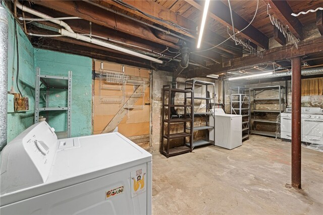 34 Tilden Ave, Warwick, RI 02888 - unfinished basement featuring washer and clothes dryer