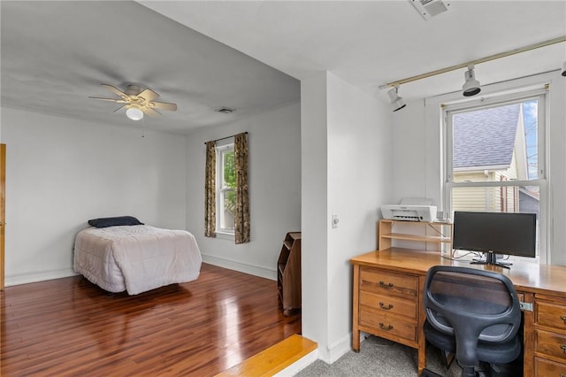 167 Carter Ave, Pawtucket, RI 02861 - bedroom featuring an office area, light wood-style floors, and rail lighting