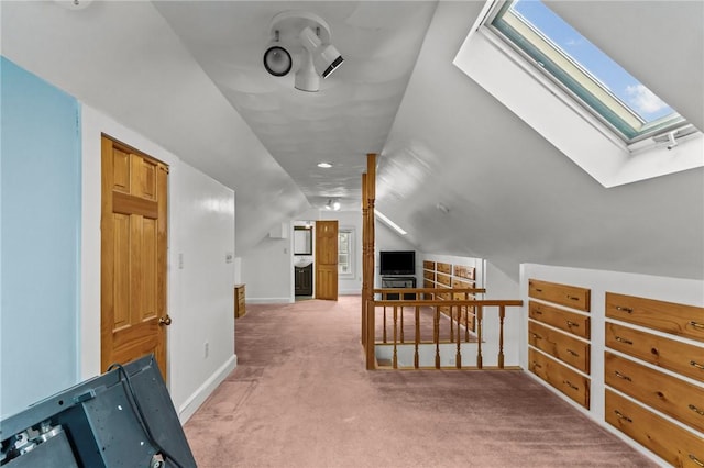 167 Carter Ave, Pawtucket, RI 02861 - additional living space featuring a skylight, lofted ceiling, and light carpet