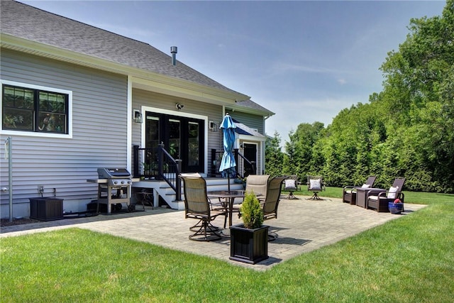 42 Aubin St, Seekonk, MA 02771 - view of patio featuring french doors and a grill